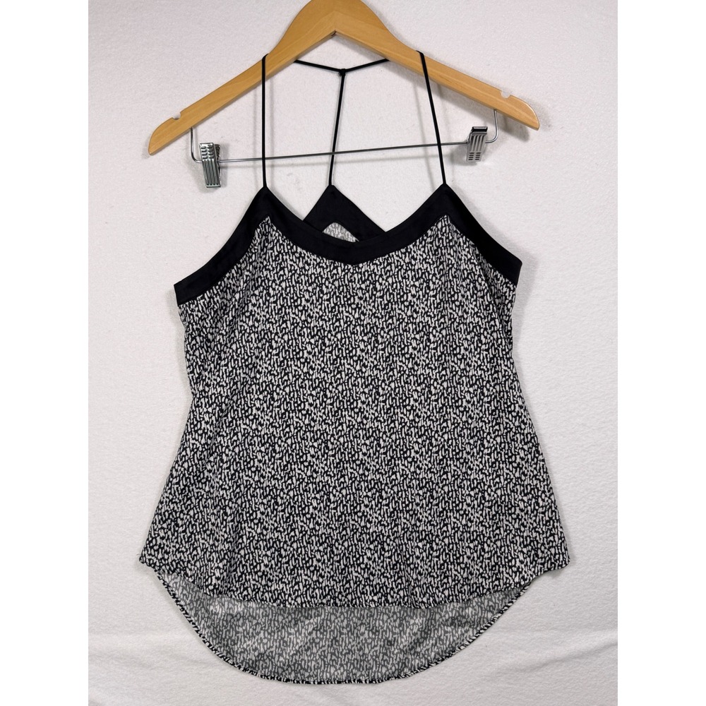 Express Camisole Women S Black White Abstract Pebble Print Y-Back V-Neck Top